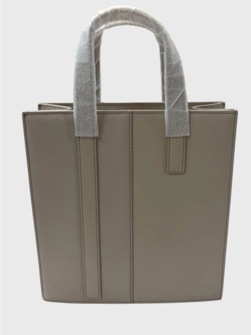 we-ar4 Tan Colorblock Top Handle Bag Genuine Leather Magnetic Zip Closure
